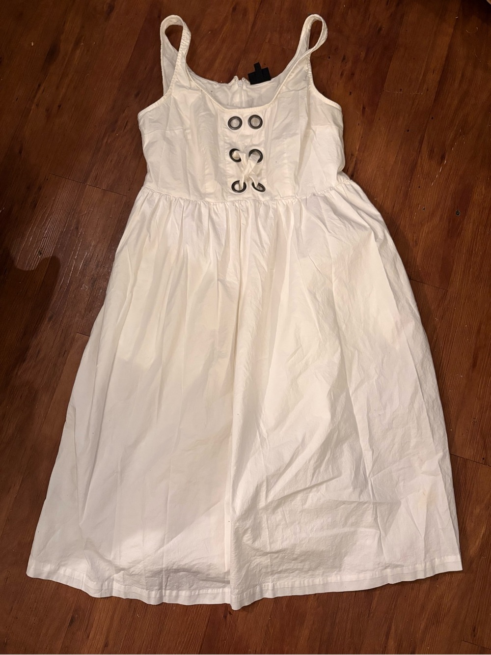 Who What Wear White Lace-Up Cotton Sundress